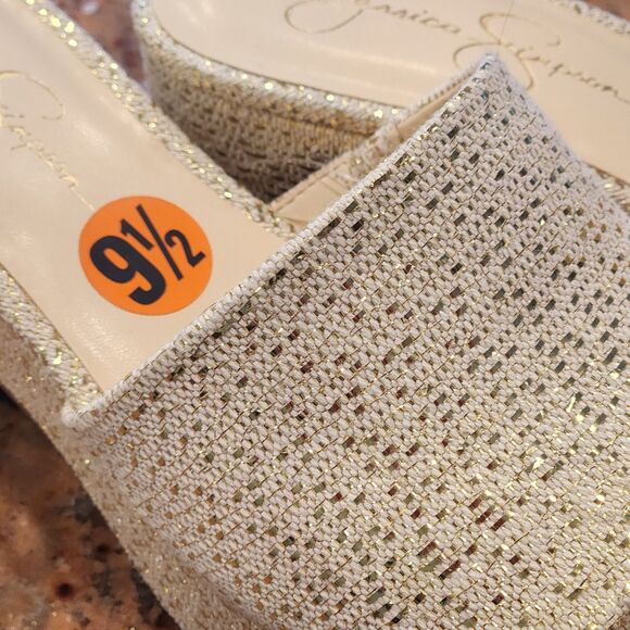 Jessica Simpson Women's Elenoa Gold Platform Slide Sandal Heel, 9.5, New - Picture 4 of 9